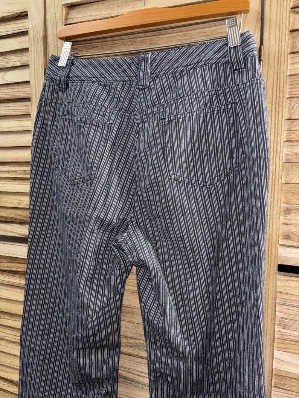 Jones New York Sport Blue White Striped Cotton Wide Leg Trouser Pants Size 6